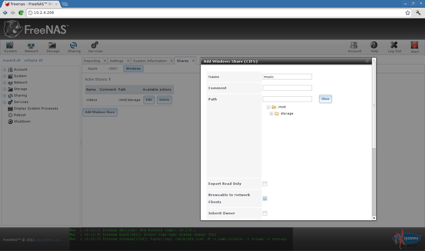 Скриншот 2 программы FreeNAS