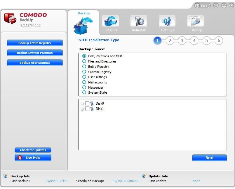 Скриншот 2 программы Comodo Online Backup