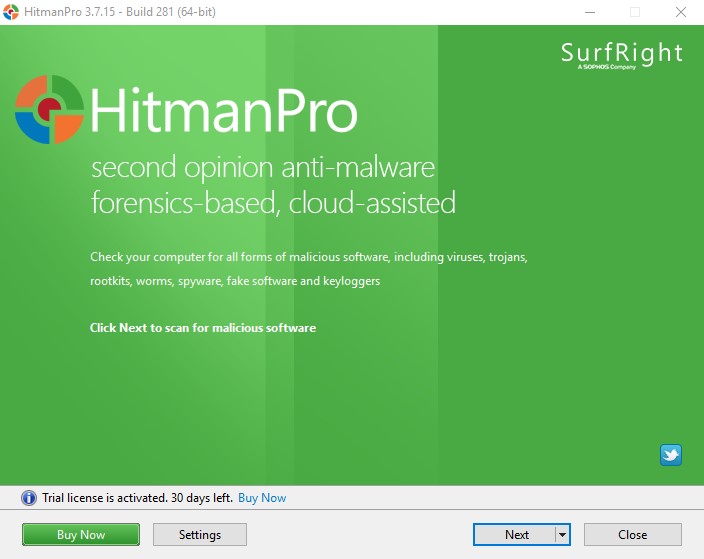 Скриншот 3 программы HitmanPro