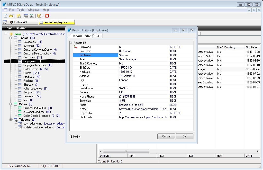 Скриншот 3 программы SQLite Query