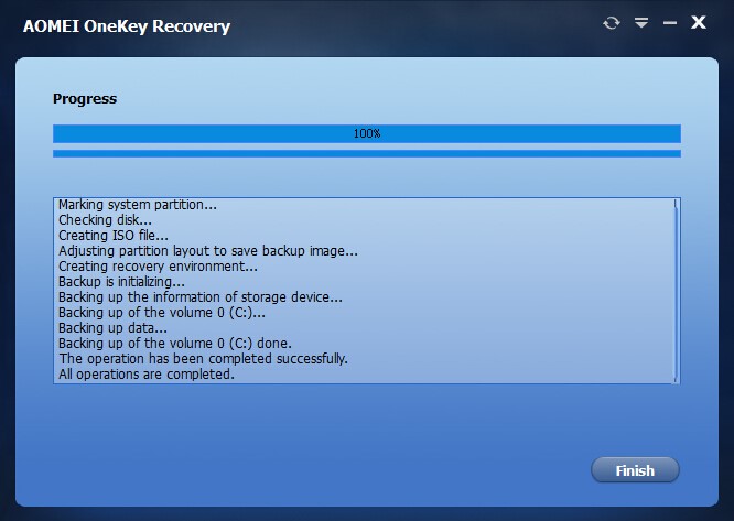 Скриншот 2 программы AOMEI OneKey Recovery