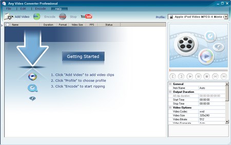 Скриншот 1 программы Any Video Converter