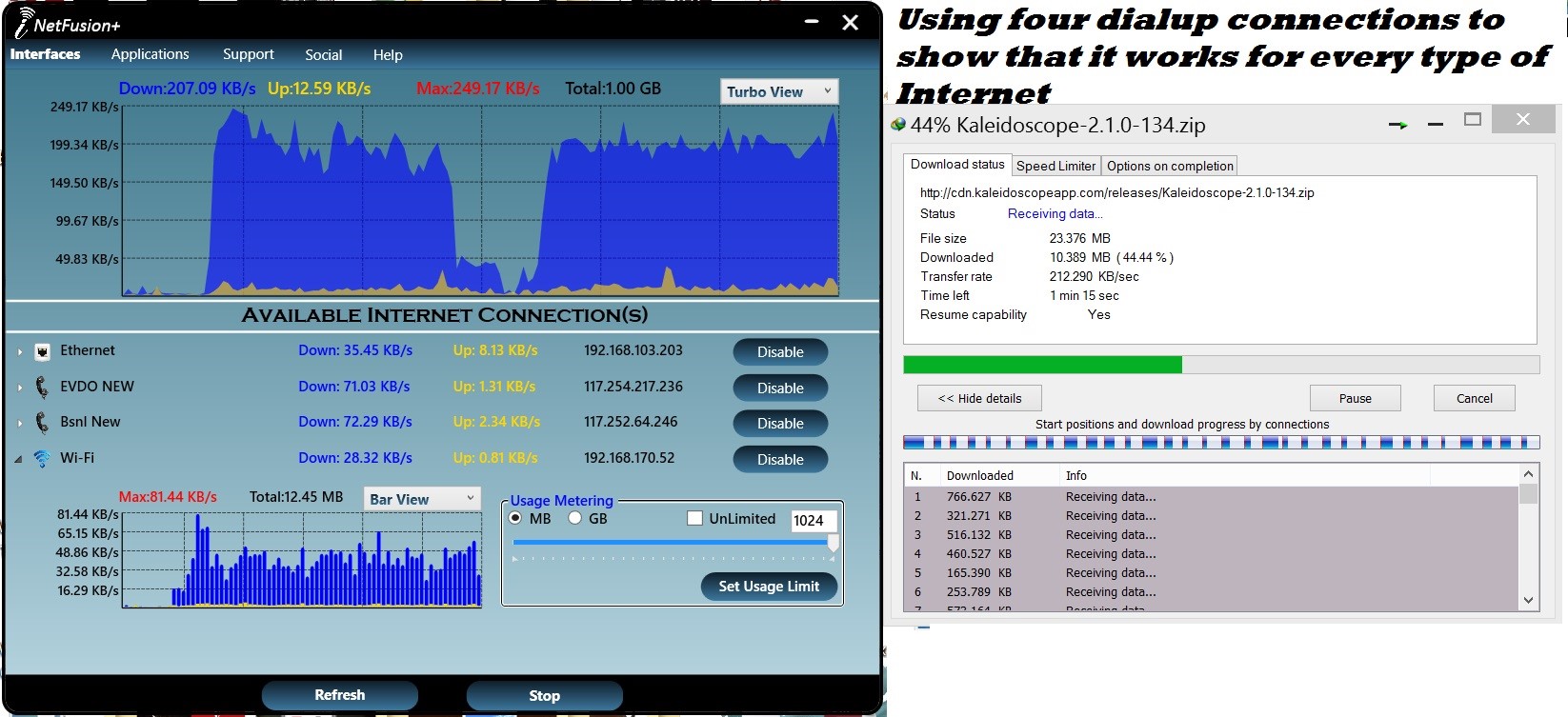 Скриншот 2 программы iNetFusion+