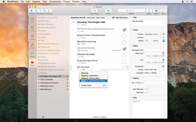 Скриншот 1 программы OmniFocus