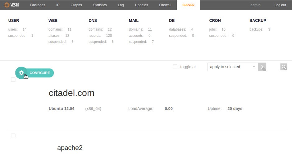 Скриншот 2 программы Vesta Control Panel