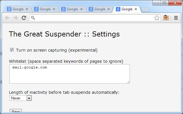 Скриншот 1 программы The Great Suspender