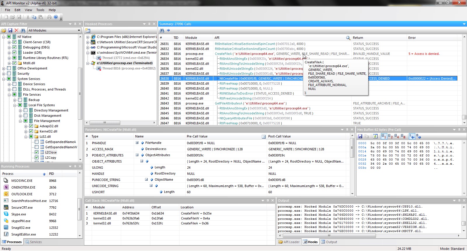 Скриншот 1 программы API Monitor