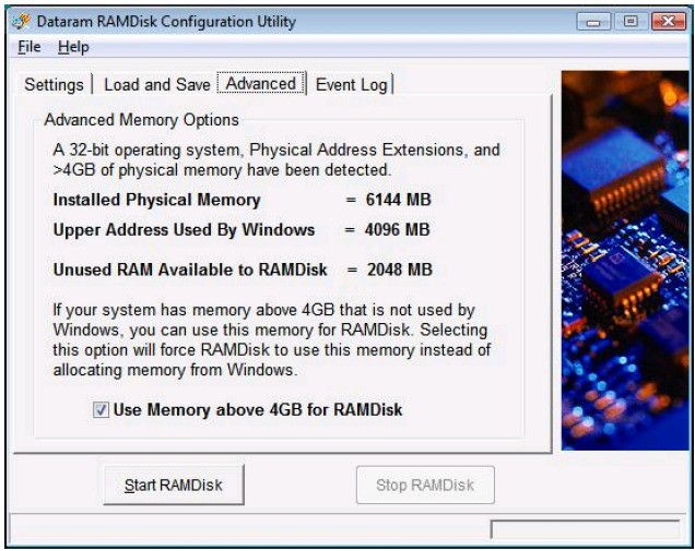 Скриншот 1 программы Dataram RAMDisk