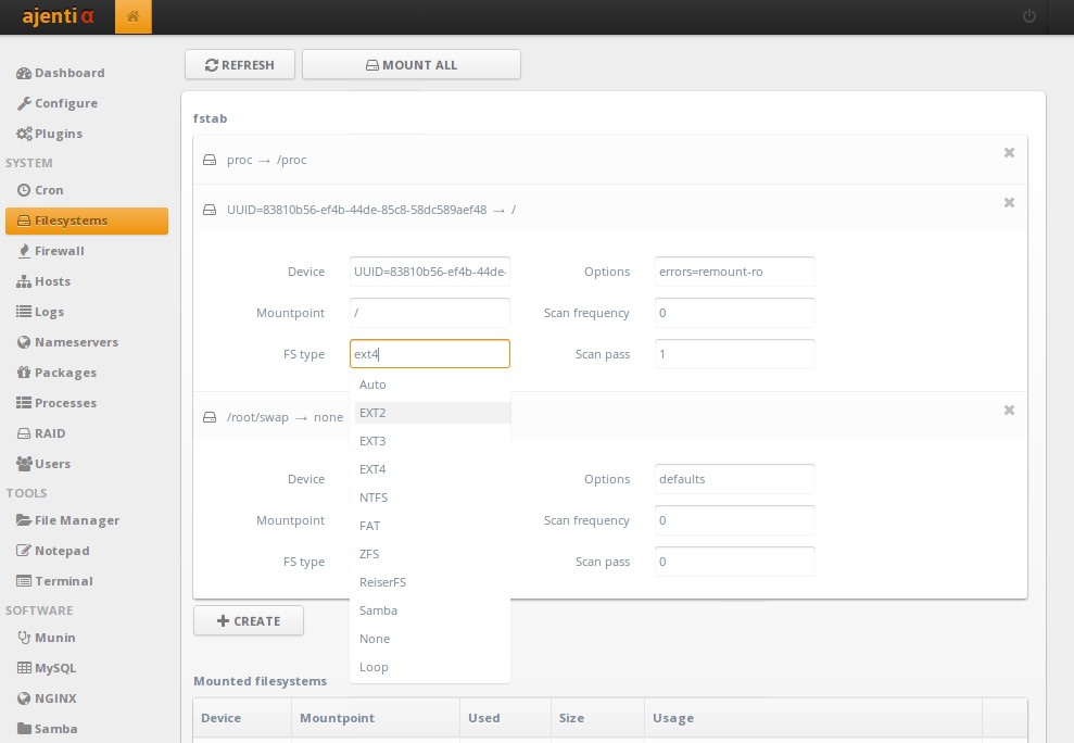 Скриншот 2 программы Ajenti