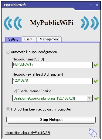 Скриншот 4 программы MyPublicWiFi