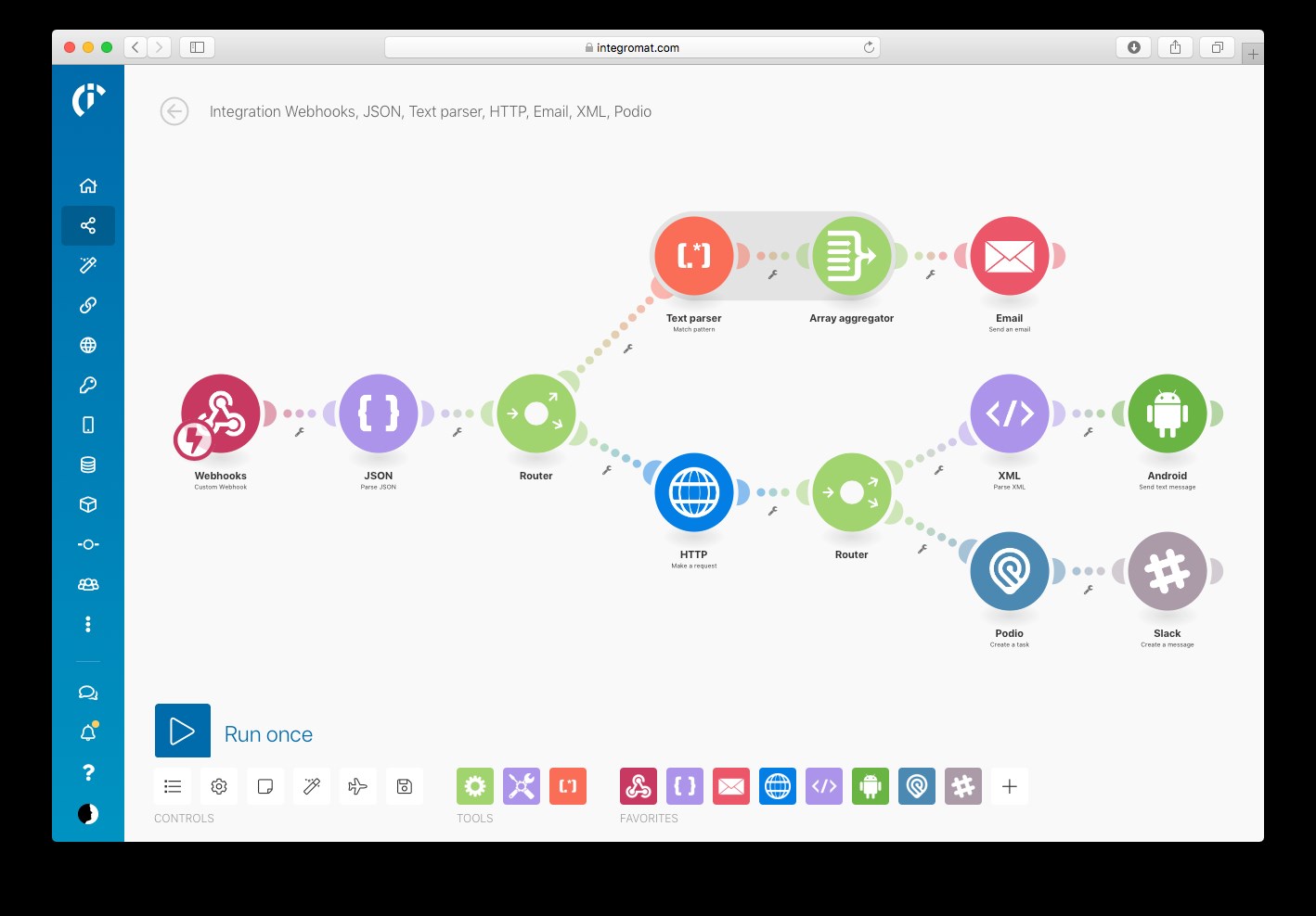 Скриншот 1 программы Integromat