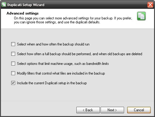 Скриншот 3 программы Duplicati