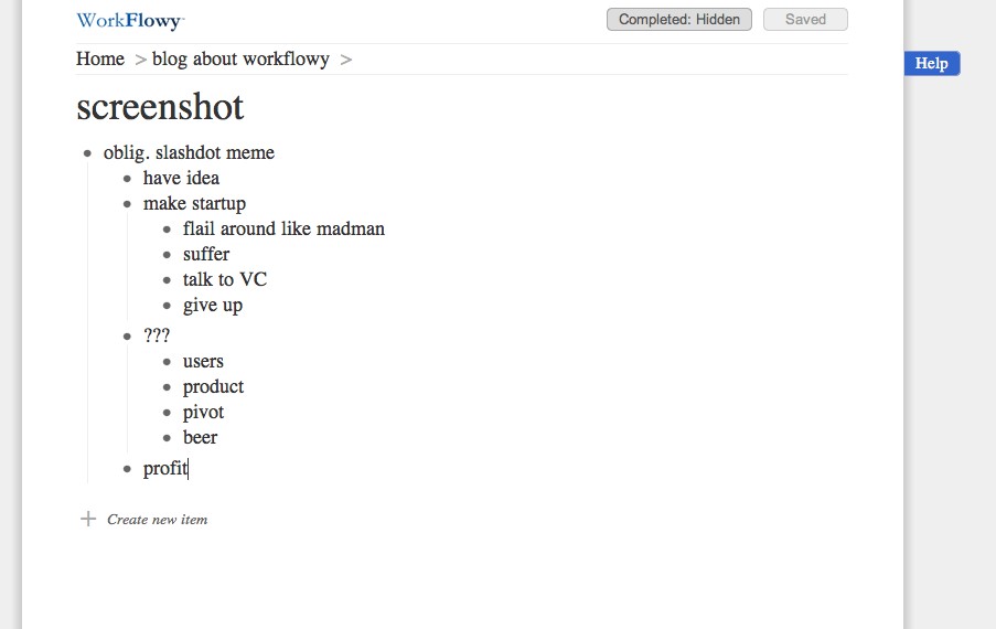 Скриншот 1 программы WorkFlowy