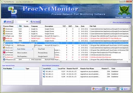 Скриншот 2 программы Proc Net Monitor