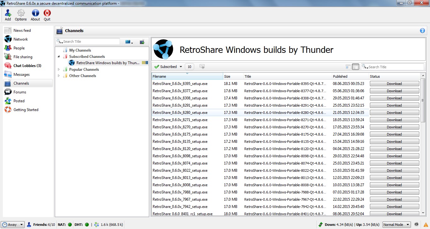 Скриншот 1 программы RetroShare