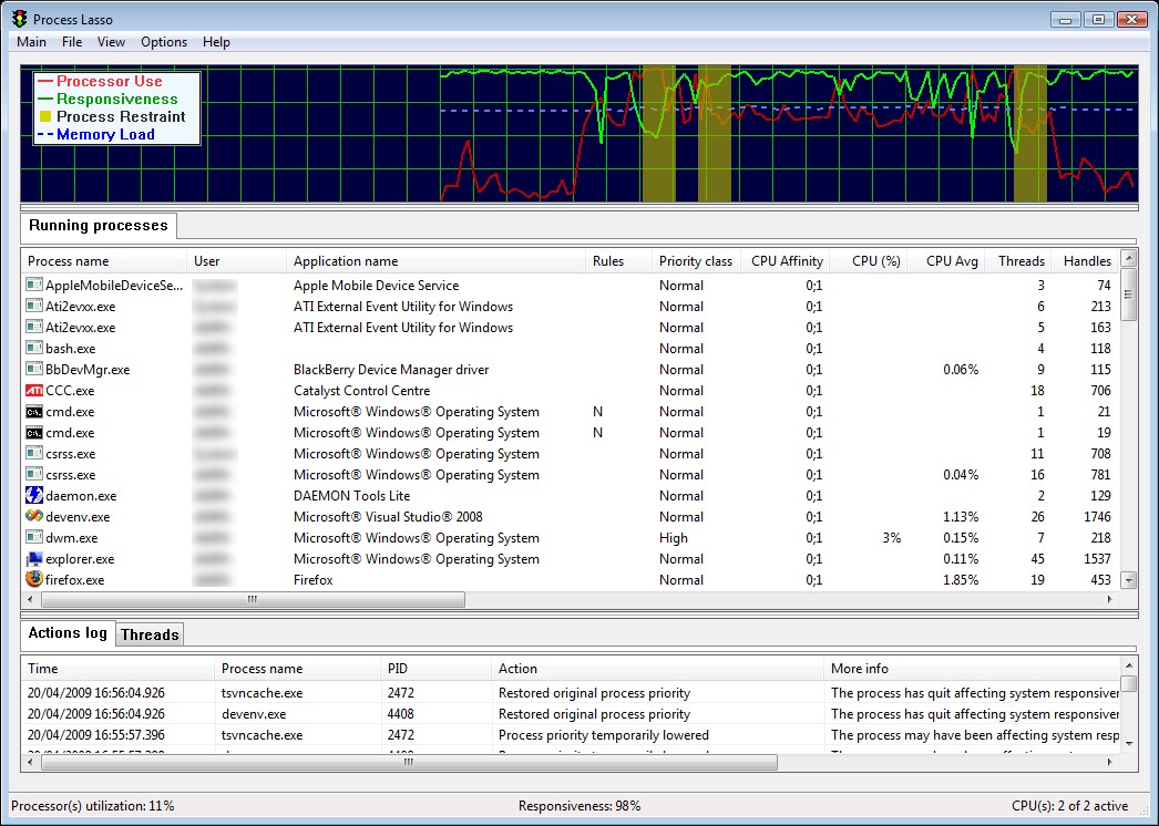 Скриншот 5 программы Process Lasso