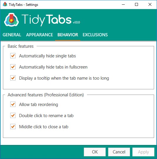 Скриншот 3 программы TidyTabs