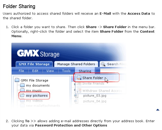 Скриншот 3 программы GMX File Storage