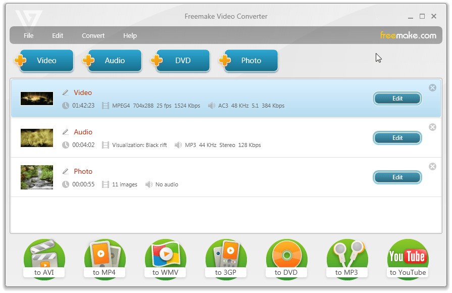 Скриншот 1 программы Freemake Video Converter