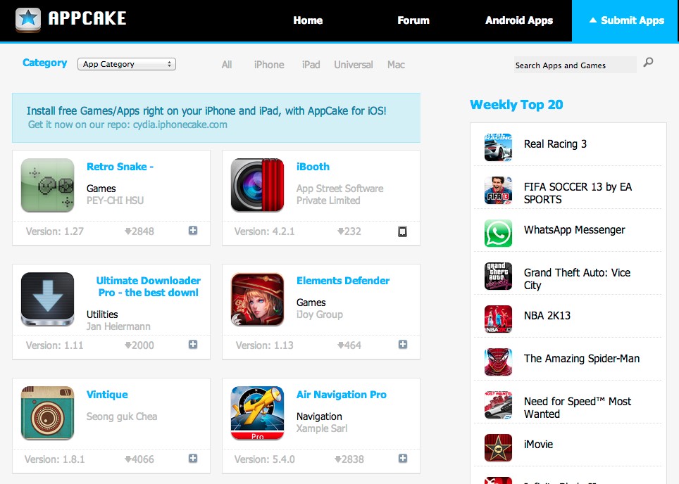 Скриншот 2 программы AppCake