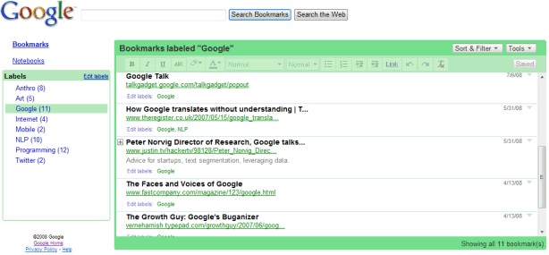 Скриншот 1 программы Google Bookmarks