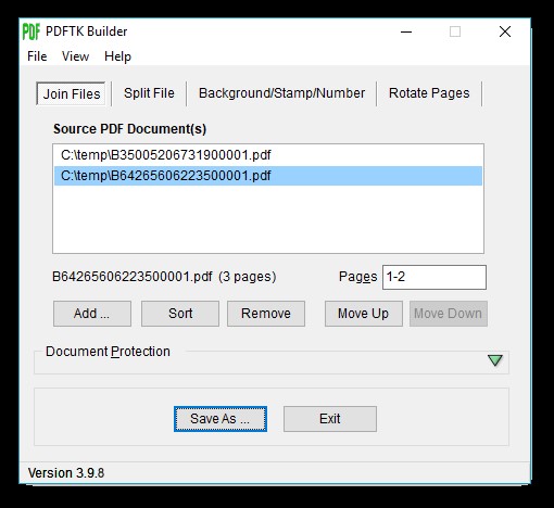 Скриншот 1 программы PDFTK Builder
