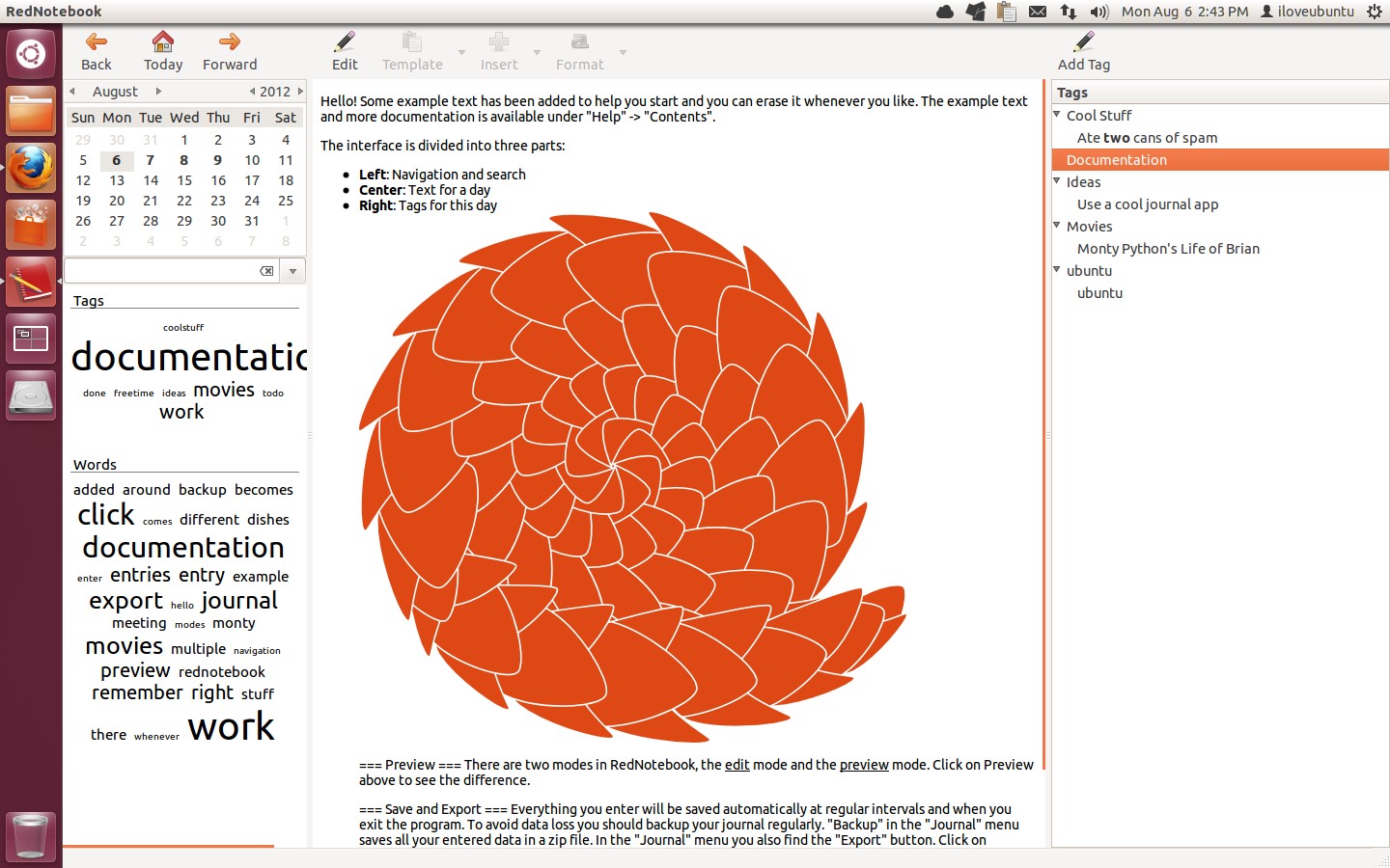 Скриншот 5 программы RedNotebook