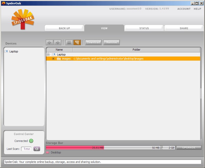 Скриншот 3 программы SpiderOak