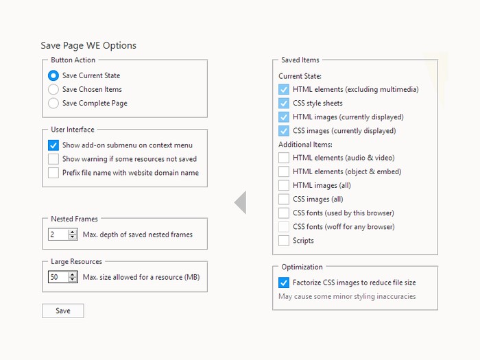 Скриншот 4 программы Save Page WE