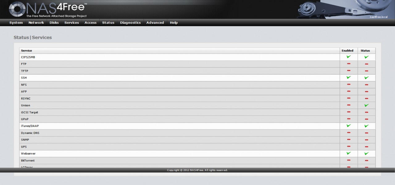 Скриншот 2 программы NAS4Free