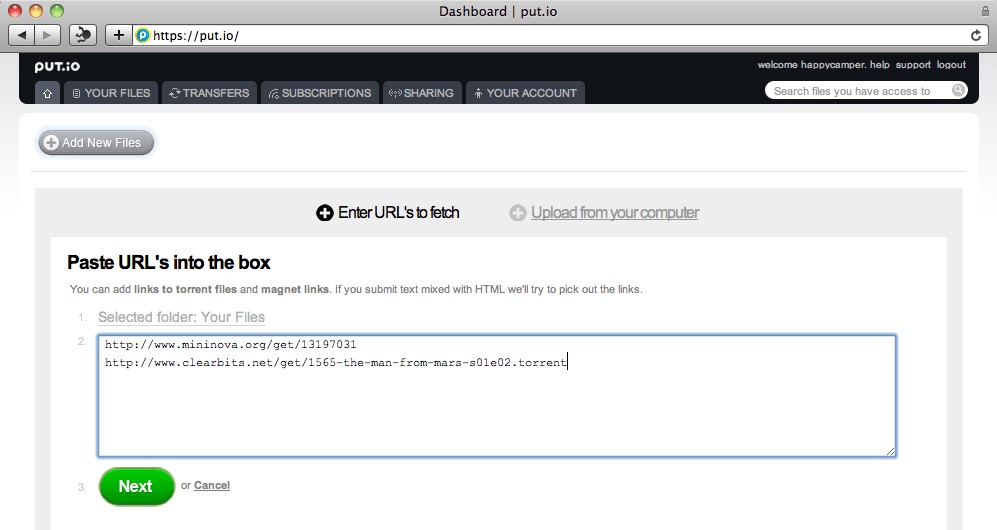 Скриншот 2 программы Put.io