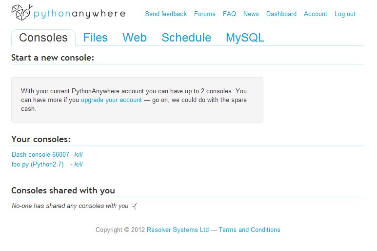Скриншот 6 программы PythonAnywhere