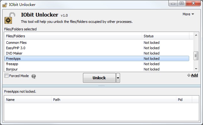 Скриншот 1 программы IObit Unlocker