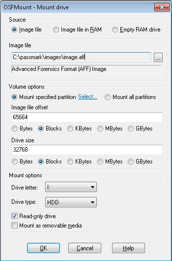 Скриншот 1 программы OSFMount