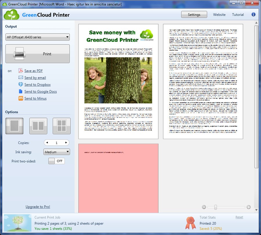 Скриншот 1 программы GreenCloud Printer