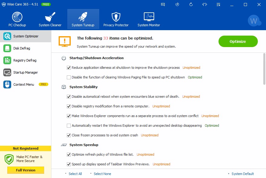 Скриншот 3 программы Wise Care 365
