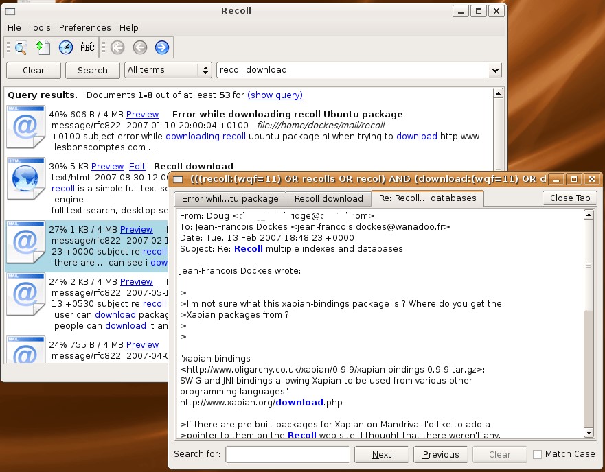 Скриншот 4 программы Recoll