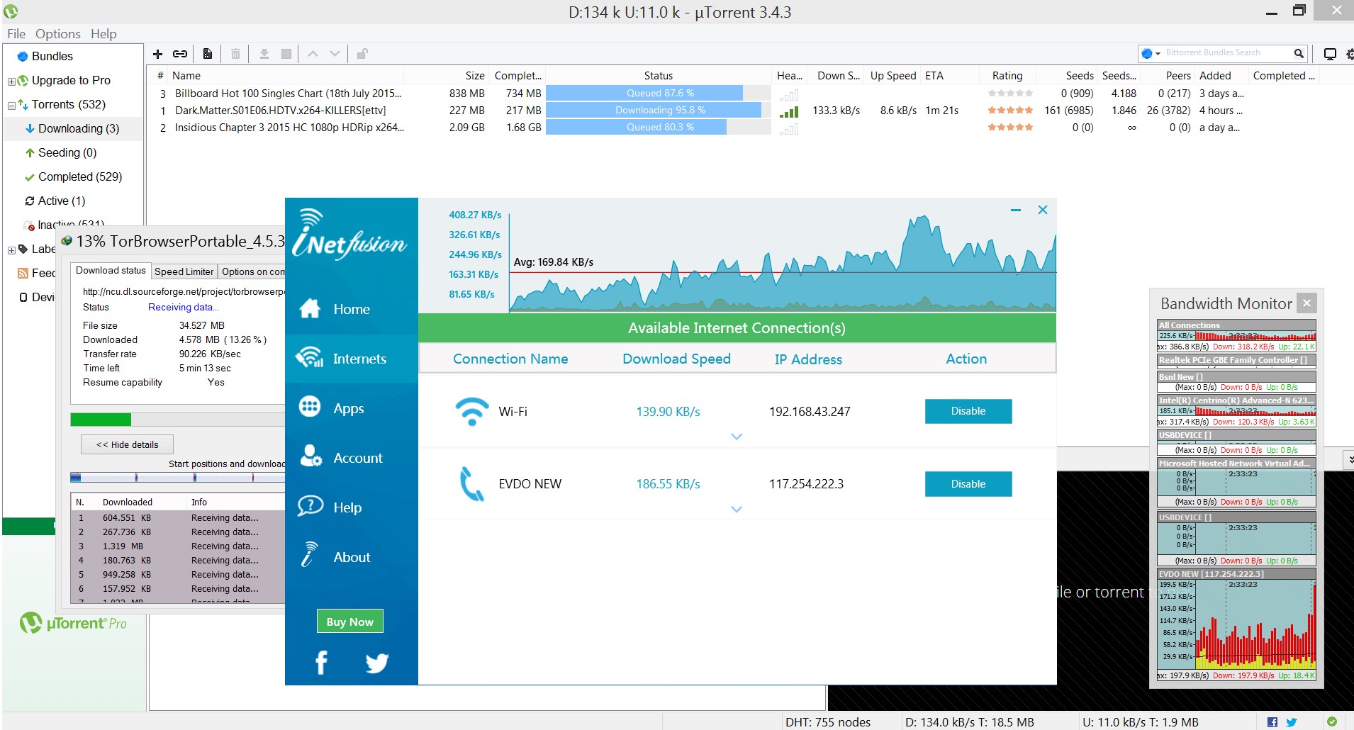 Скриншот 3 программы iNetFusion+