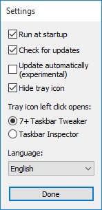 Скриншот 2 программы 7+ Taskbar Tweaker