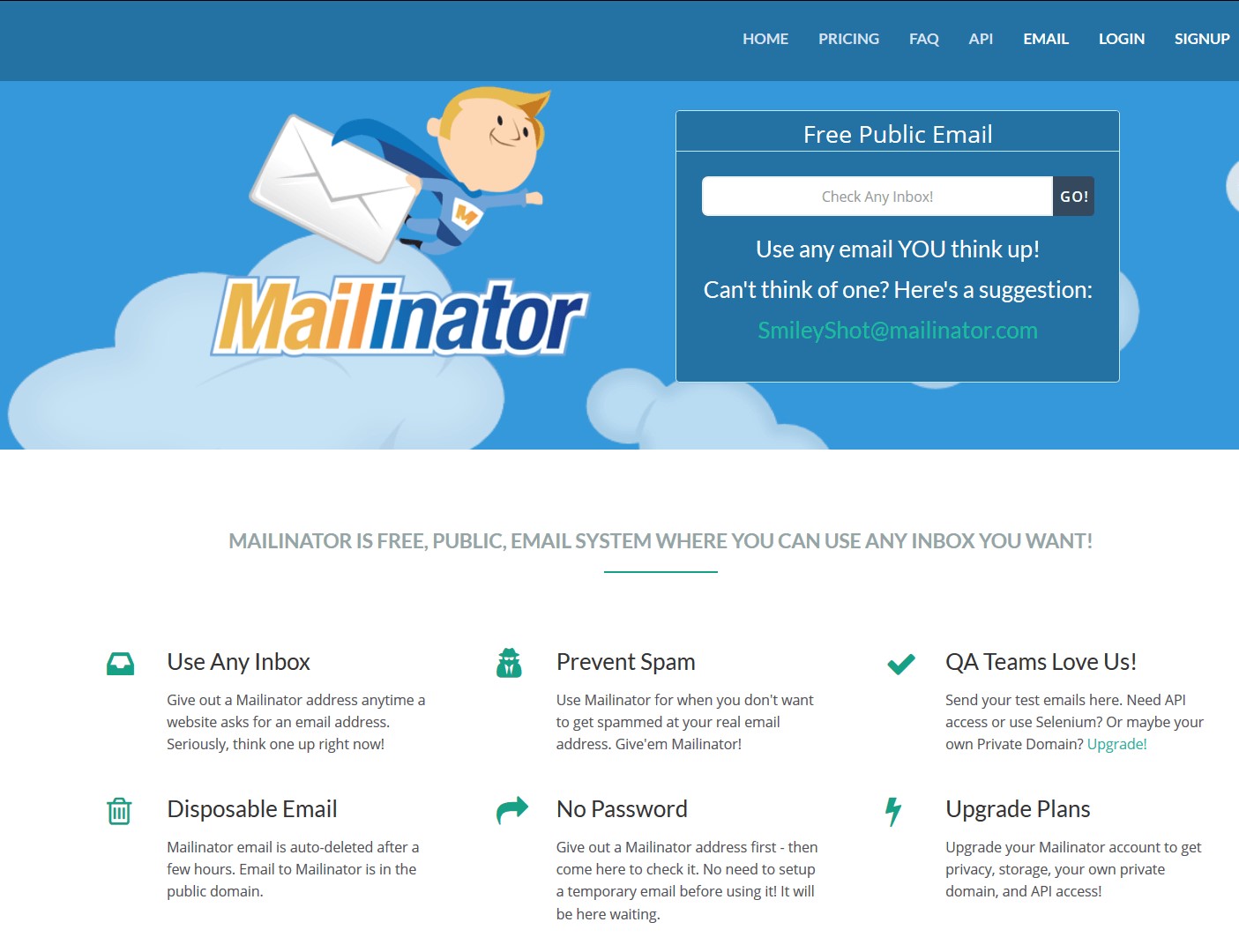 Скриншот 1 программы Mailinator