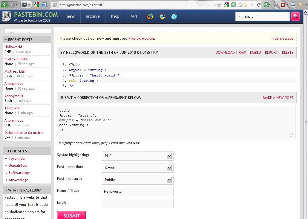 Скриншот 5 программы Pastebin.com