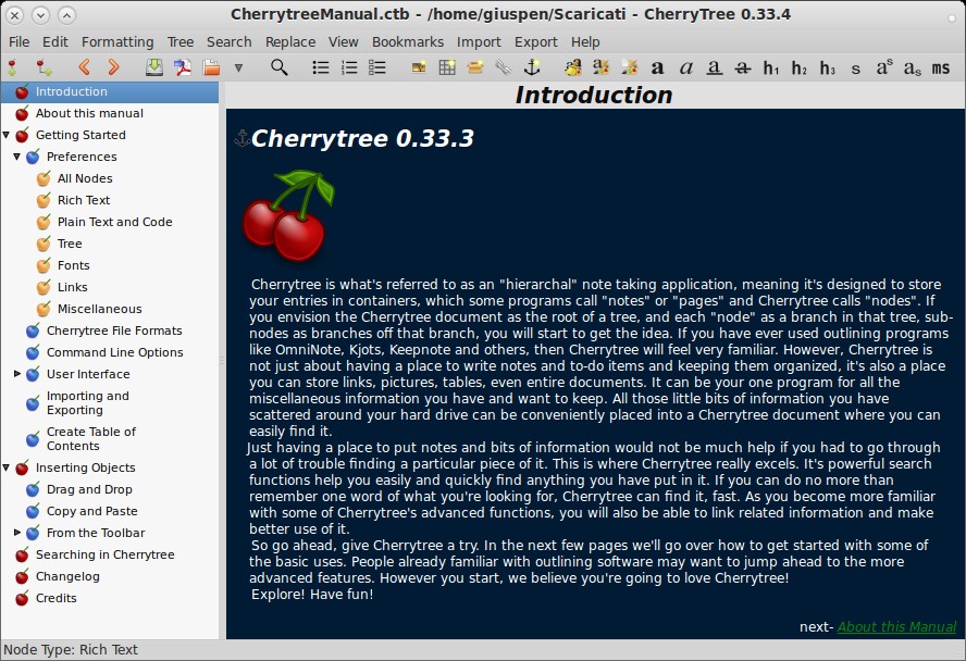 cherrytree software note