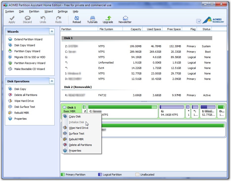 Скриншот 4 программы AOMEI Partition Assistant