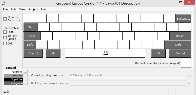 Скриншот 1 программы Microsoft keyboard layout creator