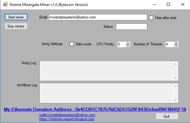 Скриншот 1 программы Xtreme Minergate Bytecoin Miner