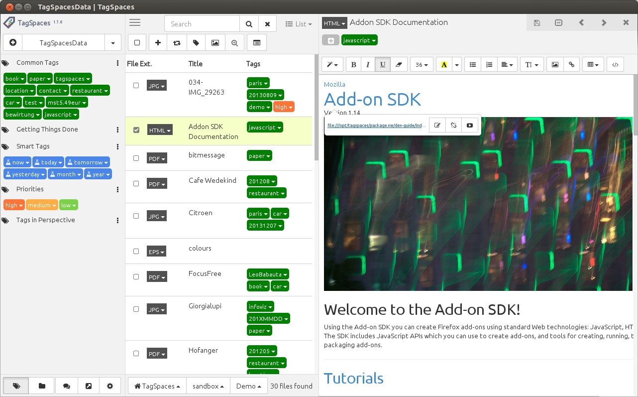 Скриншот 2 программы TagSpaces