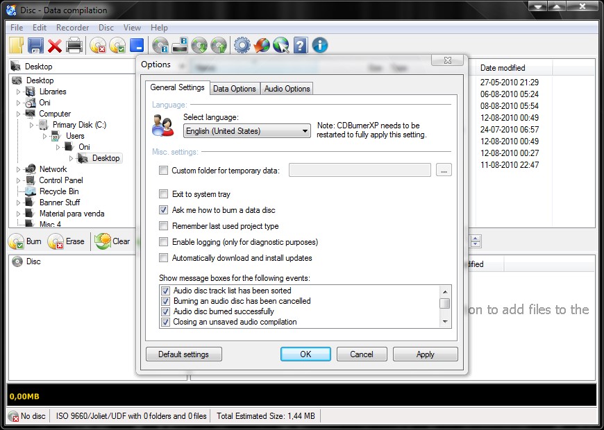 Скриншот 5 программы CDBurnerXP