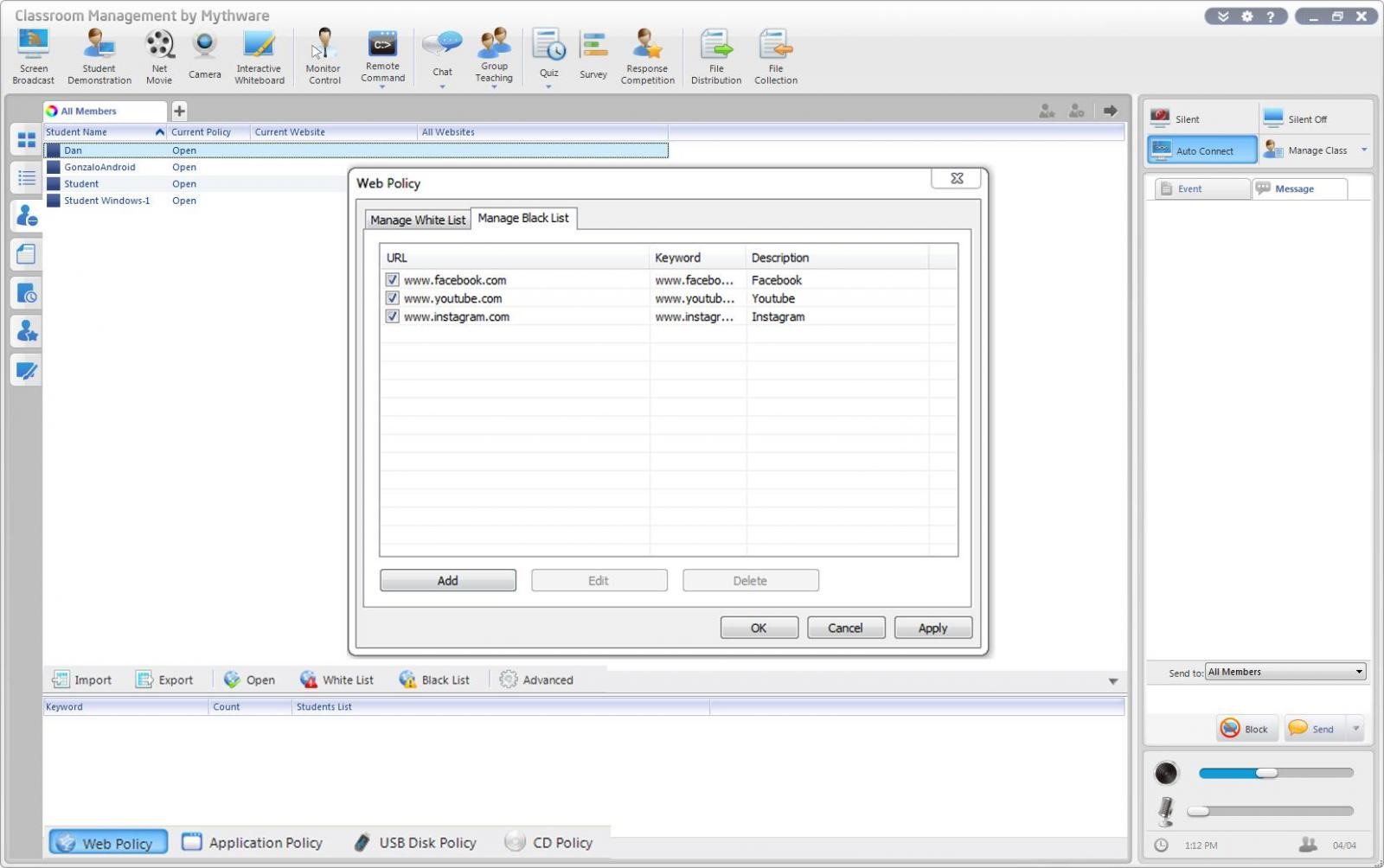 Скриншот 5 программы Mythware Classroom Management Software