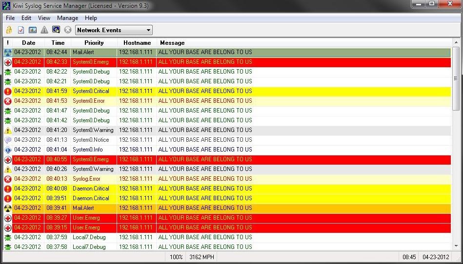 Скриншот 2 программы Kiwi Syslog Server