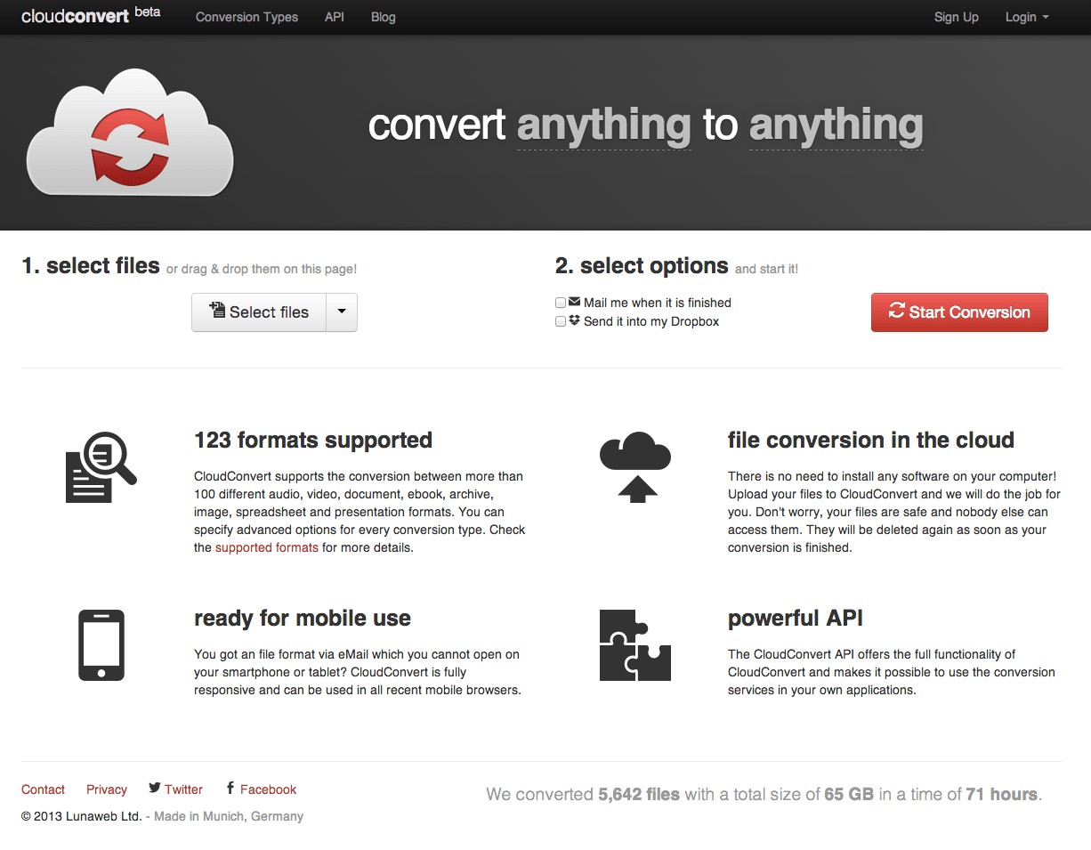 Скриншот 1 программы CloudConvert